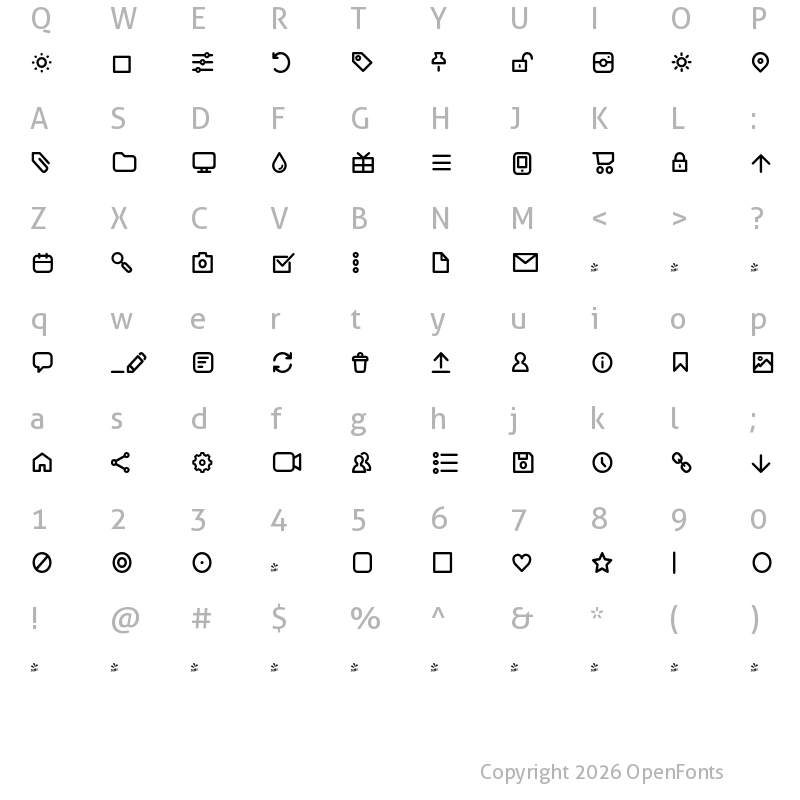 Character Map of FONTSPRING DEMO - Iconic Pictograms Medium Regular