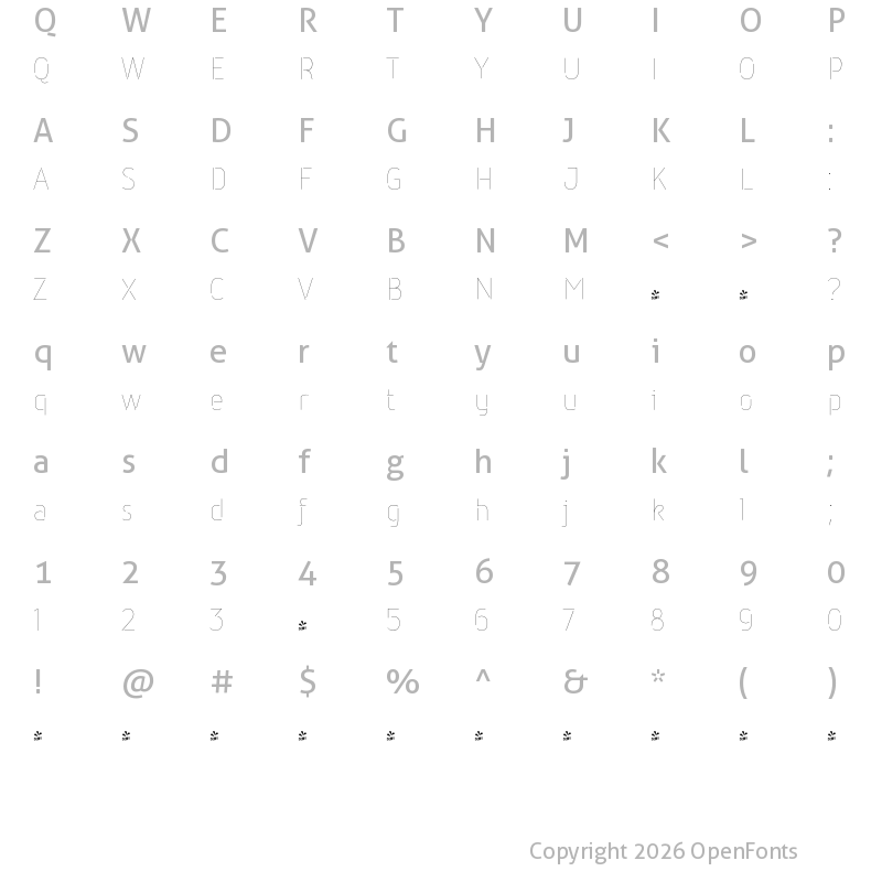 Character Map of FONTSPRING DEMO - Iconic Stencil Thin Regular