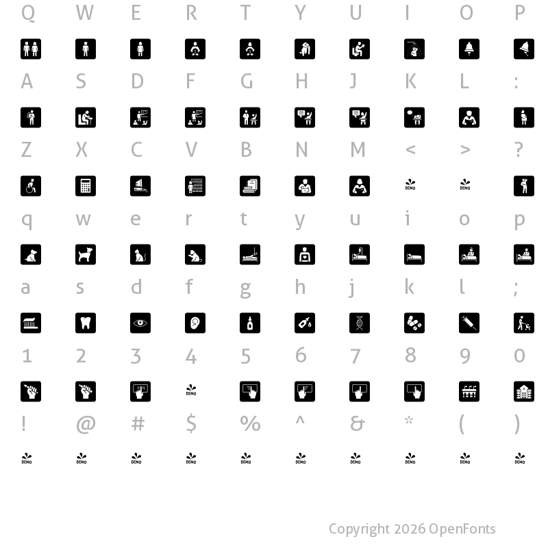 Character Map of FONTSPRING DEMO - Informative People Black Regular