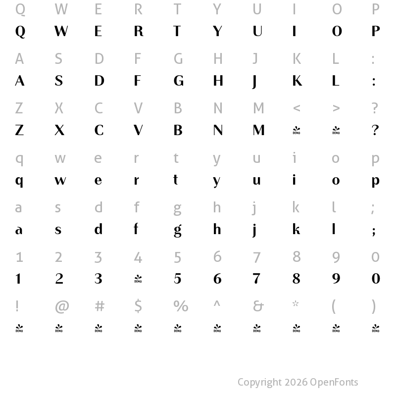 Character Map of FONTSPRING DEMO - Instance PRO Black Regular