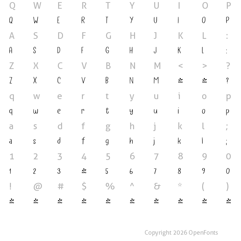 Character Map of FONTSPRING DEMO - Instant Harmony Lite Regular