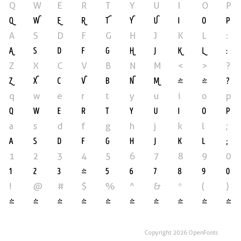 Character Map of FONTSPRING DEMO - Intro Head B UC Base Regular