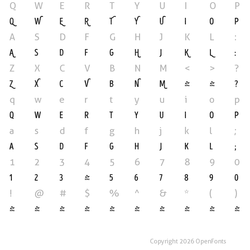 Character Map of FONTSPRING DEMO - Intro Head B UC H2 Base Regular