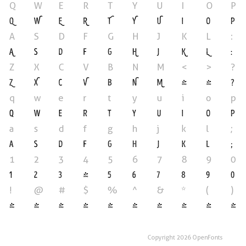 Character Map of FONTSPRING DEMO - Intro Head B UC L Base Regular