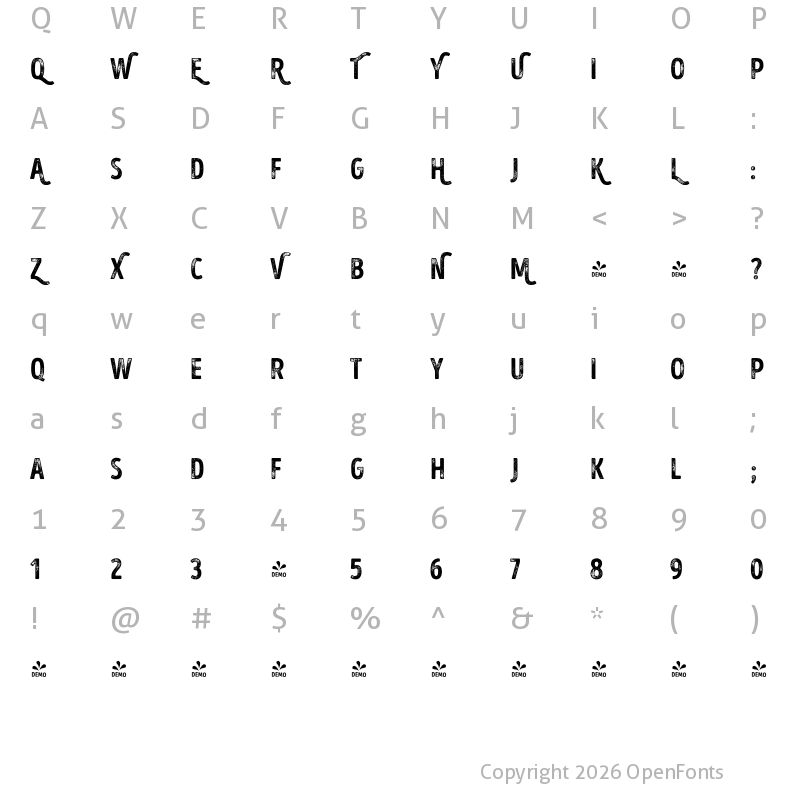 Character Map of FONTSPRING DEMO - Intro Head H UC G Base Regular