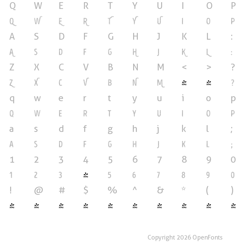 Character Map of FONTSPRING DEMO - Intro Head H UC H1 Regular