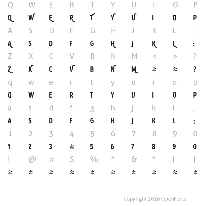Character Map of FONTSPRING DEMO - Intro Head H UC H2 Base Regular