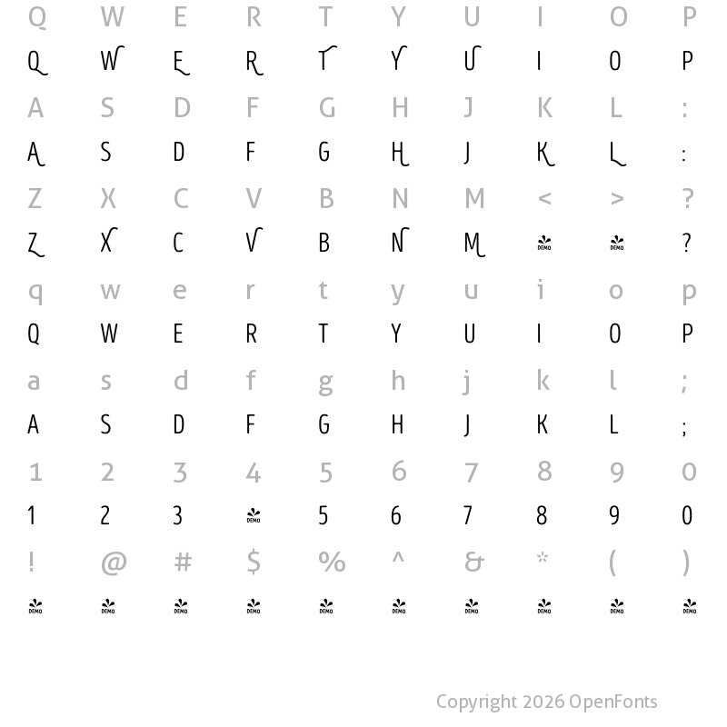 Character Map of FONTSPRING DEMO - Intro Head R UC Base Regular
