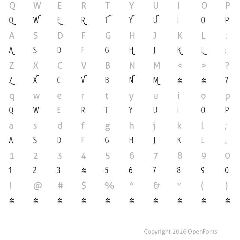 Character Map of FONTSPRING DEMO - Intro Head R UC H2 Base Regular
