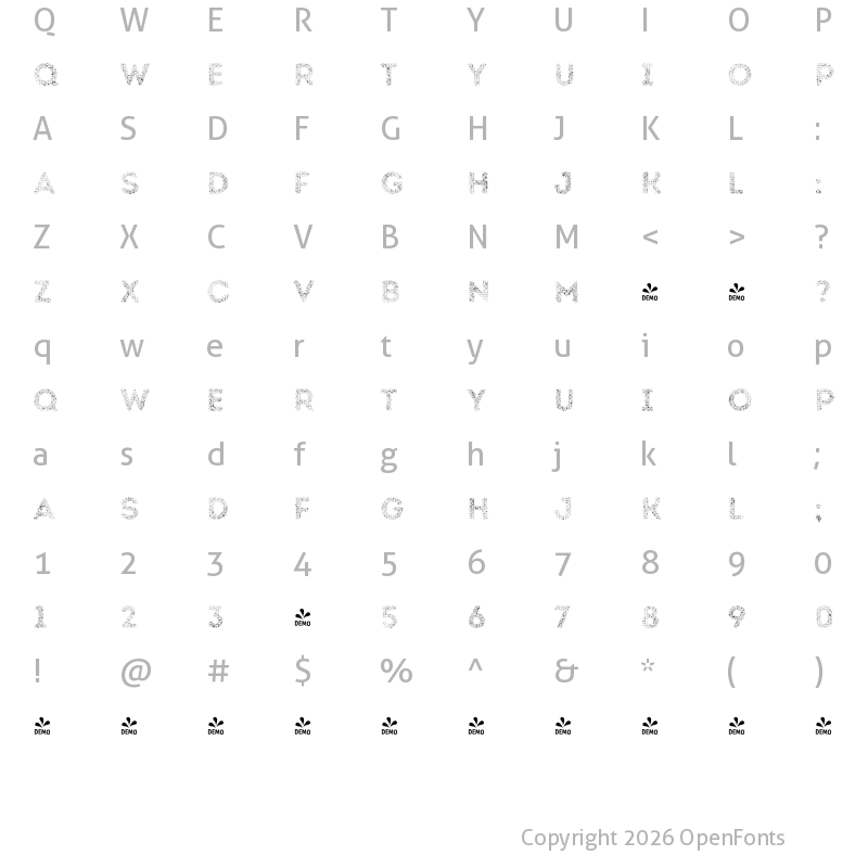 Character Map of FONTSPRING DEMO - Intro Rust H2 Fill Regular