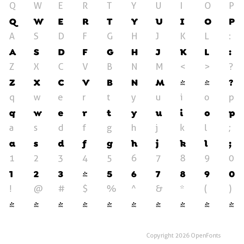 Character Map of FONTSPRING DEMO - Isidora Soft Alt Black Regular