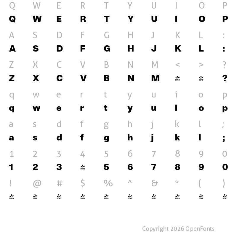 Character Map of FONTSPRING DEMO - Jam Grotesque Black Regular