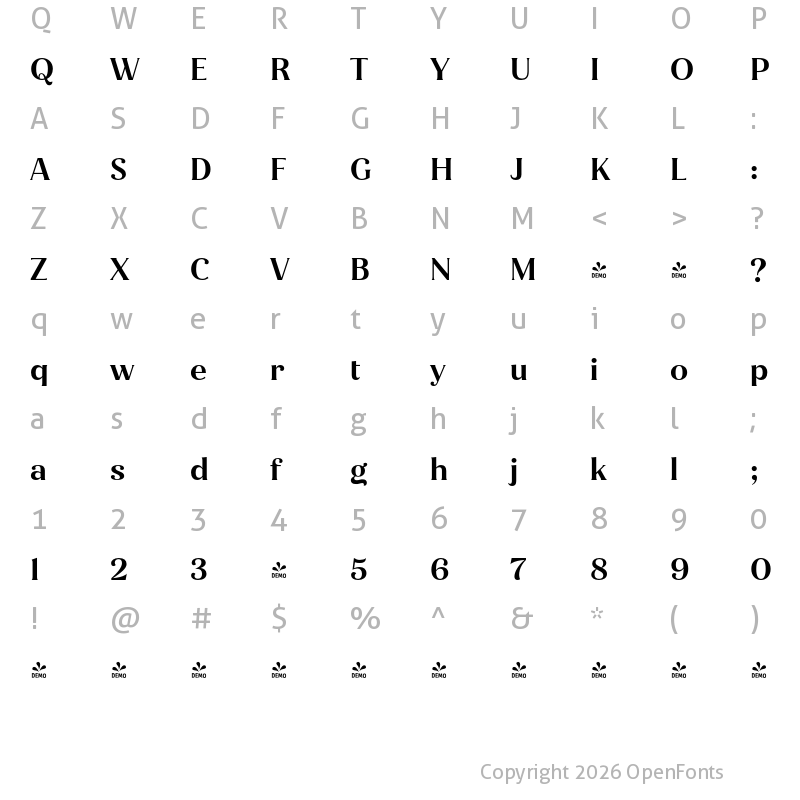 Character Map of FONTSPRING DEMO - Jazmin Alt SemiBold Regular