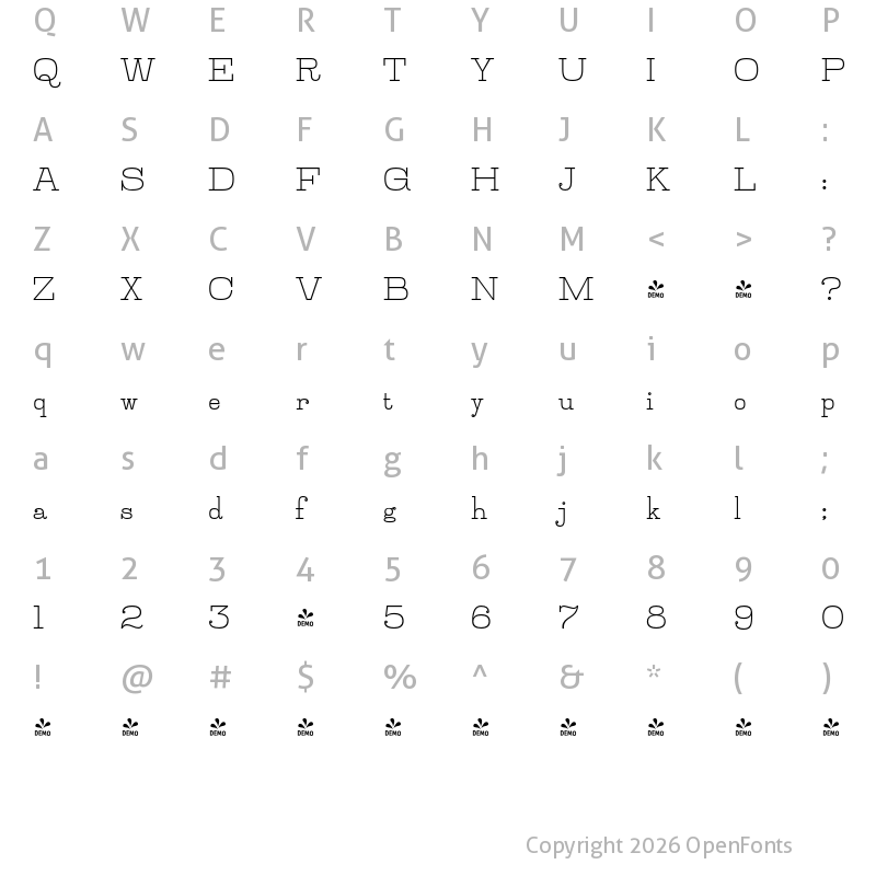 Character Map of FONTSPRING DEMO - Jillsville Bold