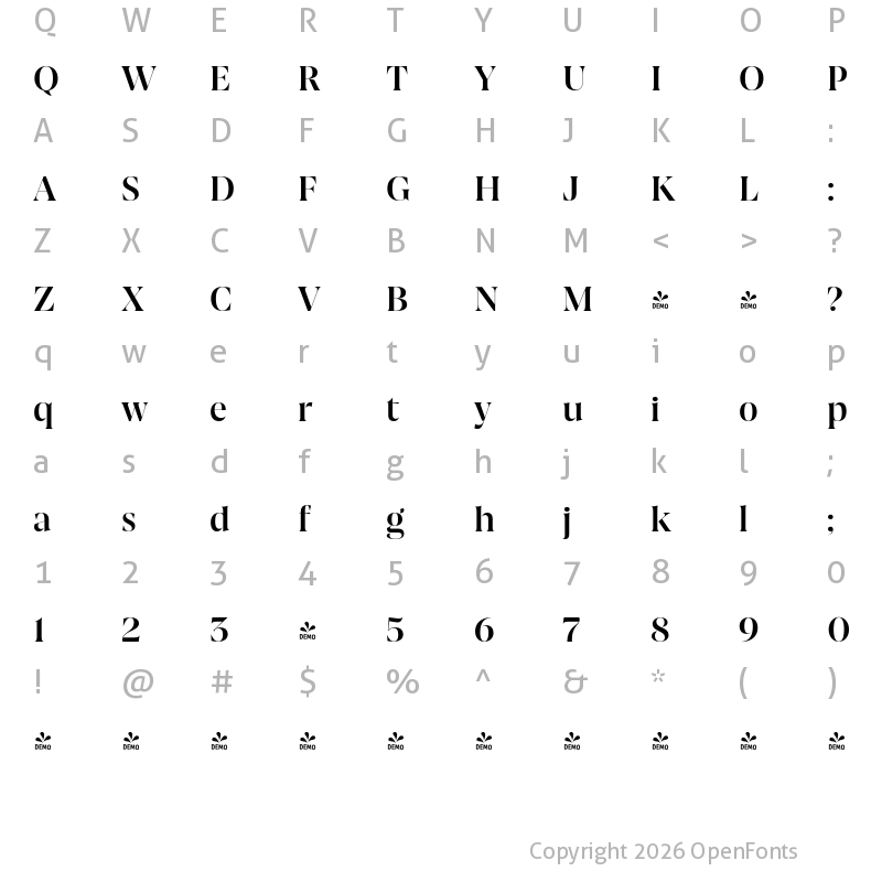 Character Map of FONTSPRING DEMO - Joane Pro XL SemiBold Regular