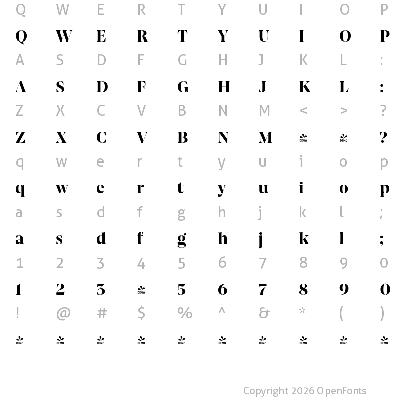 Character Map of FONTSPRING DEMO - Joane Pro XL Ultrabold Regular