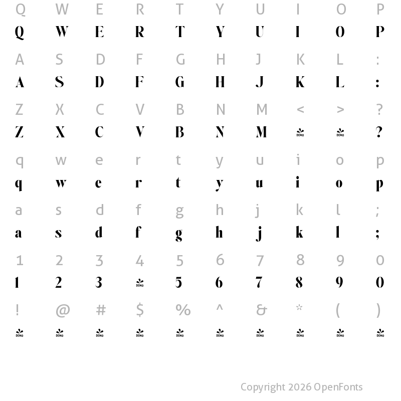 Character Map of FONTSPRING DEMO - Johannes Keppler Black Regular