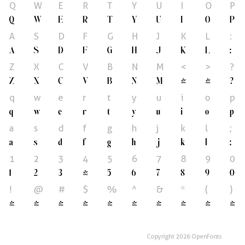 Character Map of FONTSPRING DEMO - Johannes Keppler Bold