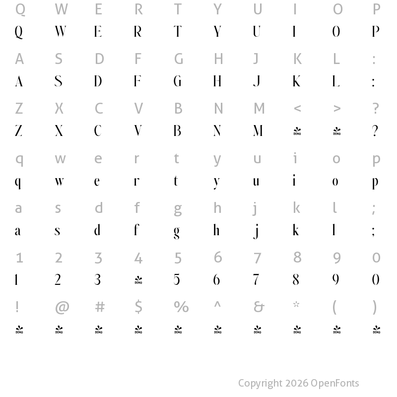 Character Map of FONTSPRING DEMO - Johannes Keppler Med Regular