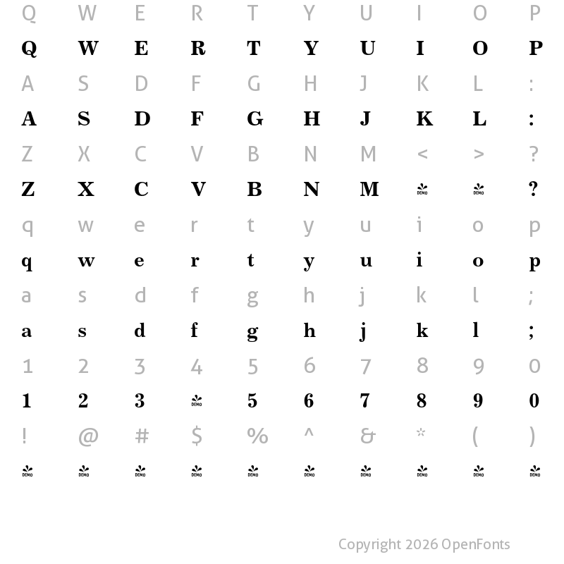 Character Map of FONTSPRING DEMO - Journal Bold