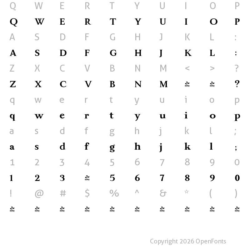 Character Map of FONTSPRING DEMO - JT Alvito Heavy Regular