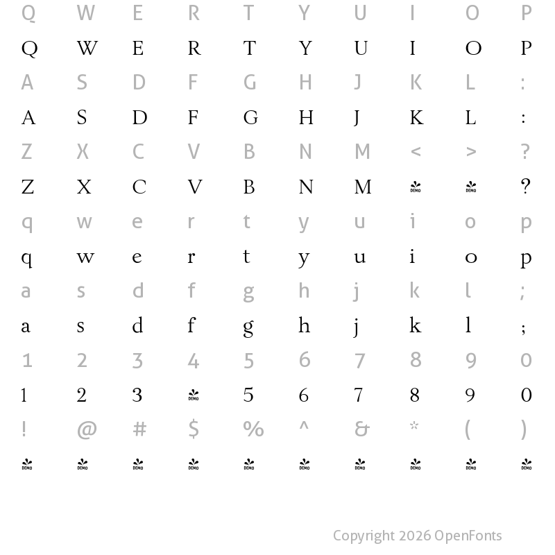 Character Map of FONTSPRING DEMO - JT Alvito Light Regular