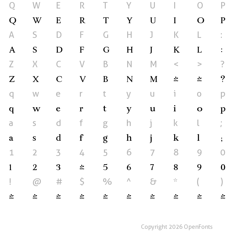 Character Map of FONTSPRING DEMO - JT Alvito SemiBold Regular