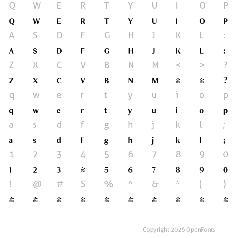 Character Map of FONTSPRING DEMO - JT Douro-Sans Medium Regular