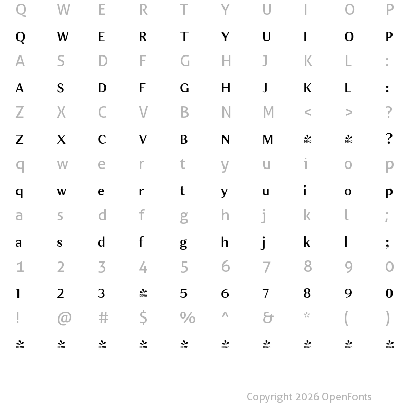 Character Map of FONTSPRING DEMO - JT Douro-Sans Regular