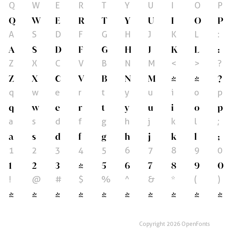 Character Map of FONTSPRING DEMO - Juana Alt SemiBold Regular