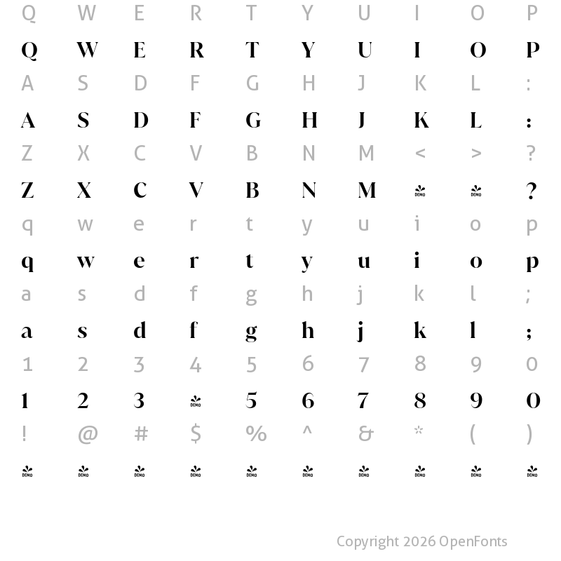 Character Map of FONTSPRING DEMO - Juana SemiBold Regular