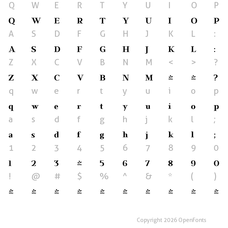 Character Map of FONTSPRING DEMO - Kalpa Medium Regular