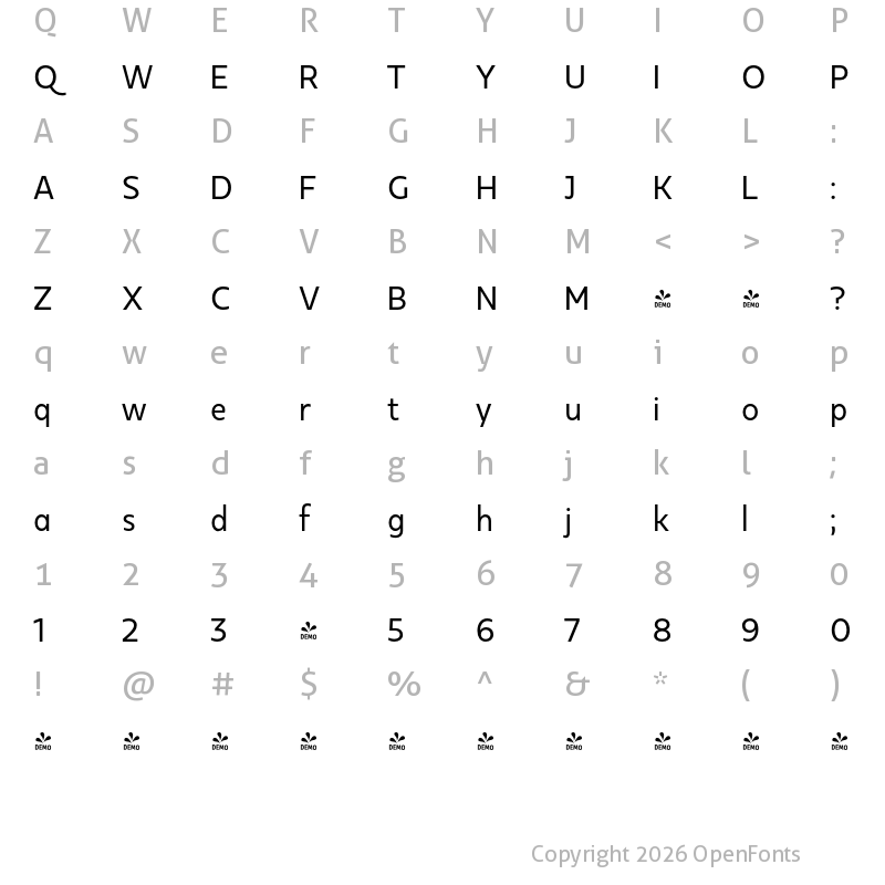 Character Map of FONTSPRING DEMO - Kappa Display Regular