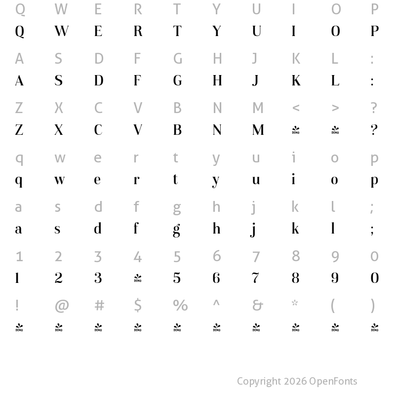 Character Map of FONTSPRING DEMO - Karsten Med Regular