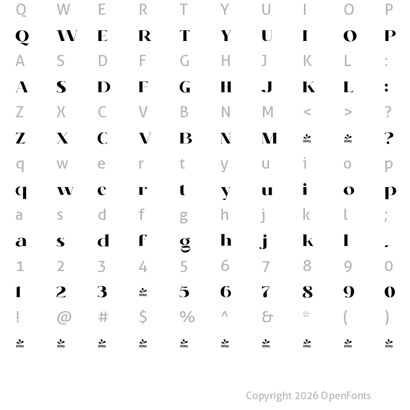 Character Map of FONTSPRING DEMO - KENOKY Heavy Regular
