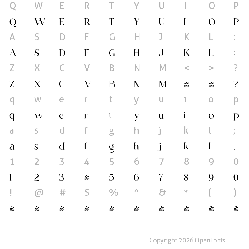 Character Map of FONTSPRING DEMO - KENOKY Normal Regular