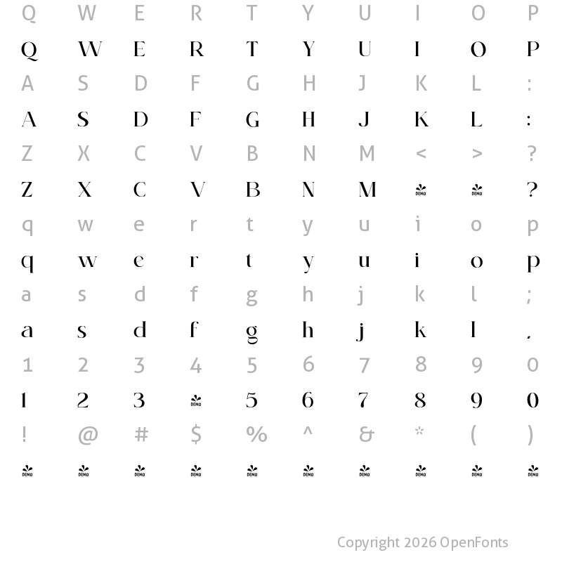 Character Map of FONTSPRING DEMO - KENOKY Regular