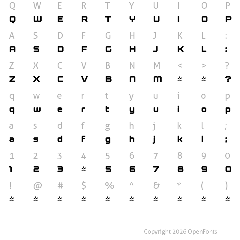 Character Map of FONTSPRING DEMO - Kernel Heavy Regular