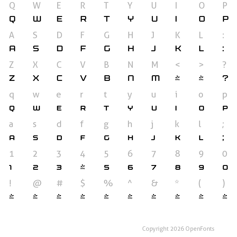 Character Map of FONTSPRING DEMO - Kernel SC Semibold Regular
