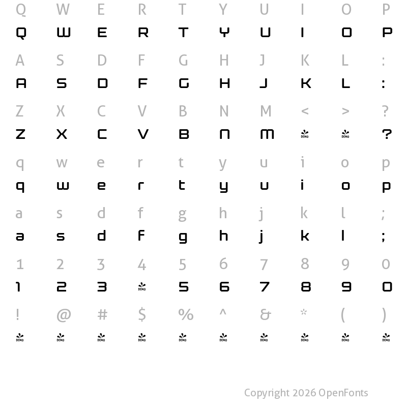 Character Map of FONTSPRING DEMO - Kernel Semibold Regular