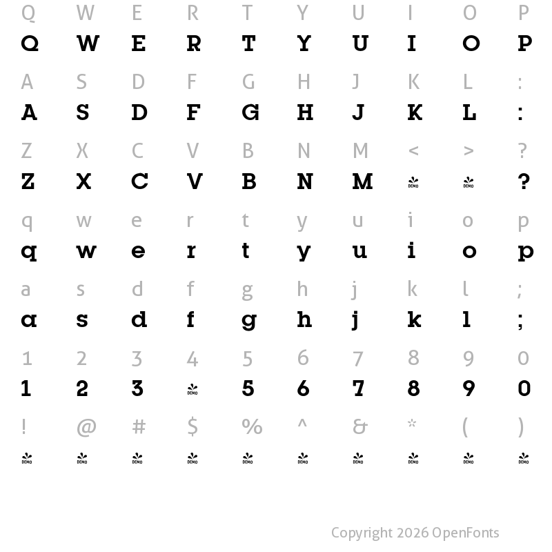 Character Map of FONTSPRING DEMO - Kettering 105 Bold