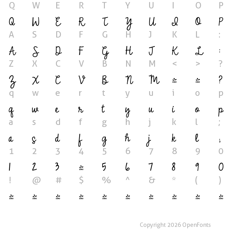Character Map of FONTSPRING DEMO - KG No Matter What Regular