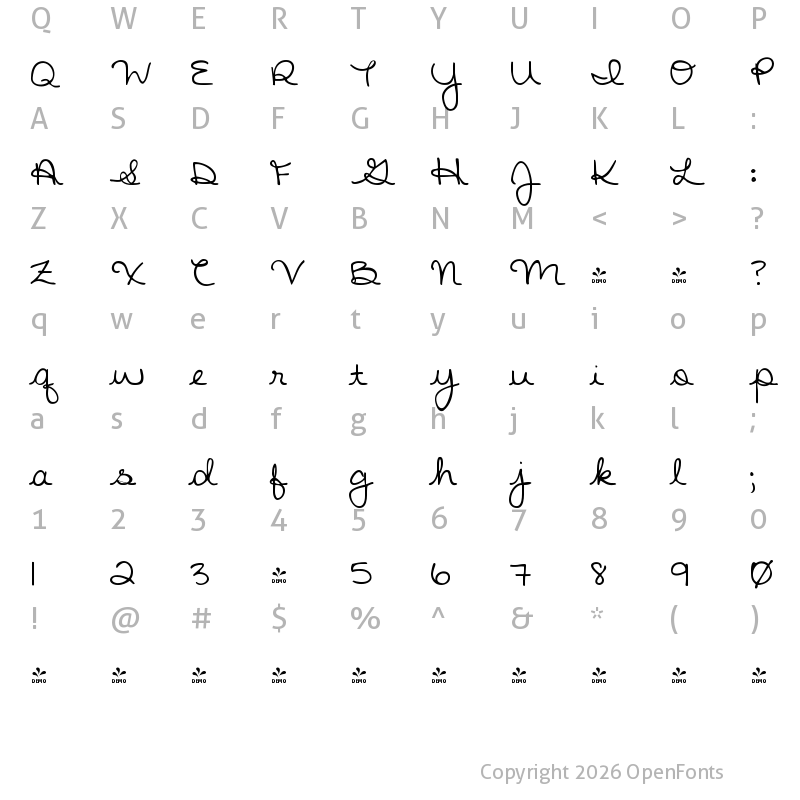 Character Map of FONTSPRING DEMO - KG Stars From Our Eyes Regular