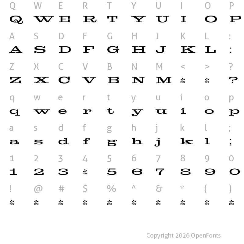 Character Map of FONTSPRING DEMO - King Tut Medium Regular