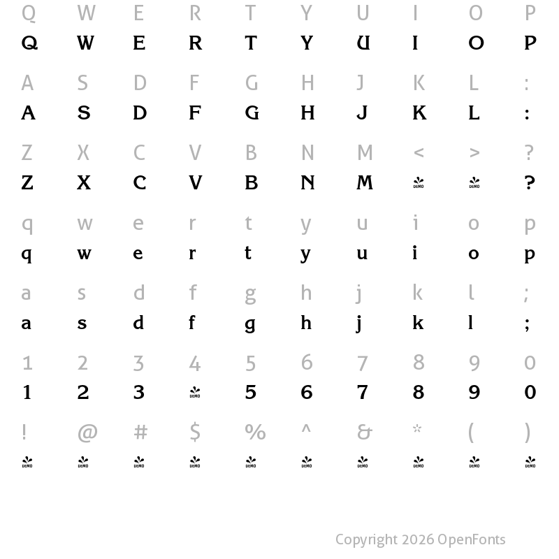 Character Map of FONTSPRING DEMO - Kingston Pro Bold