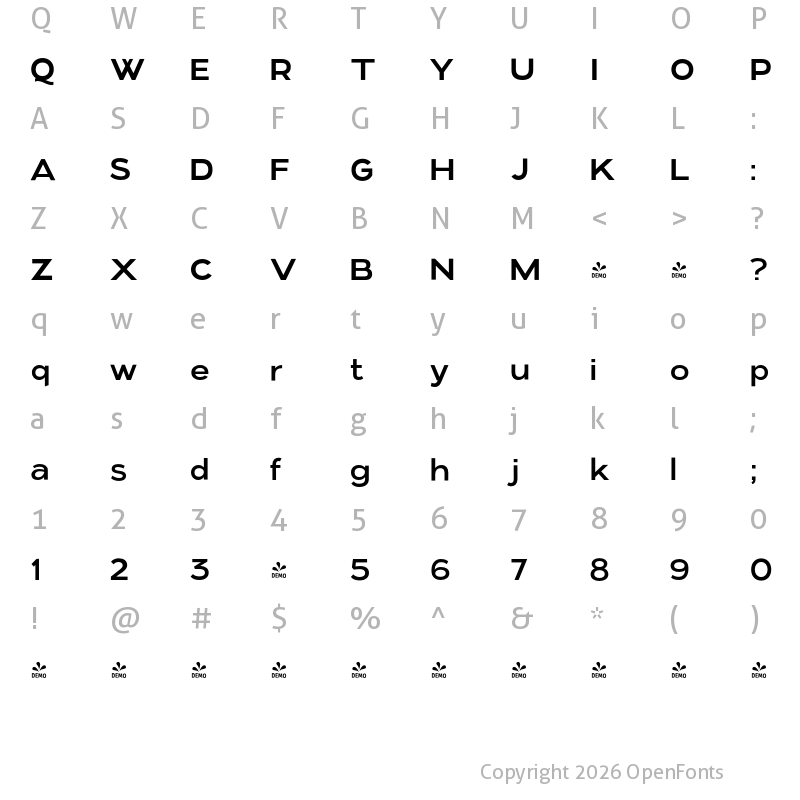 Character Map of FONTSPRING DEMO - Kinship Sans 500 Regular