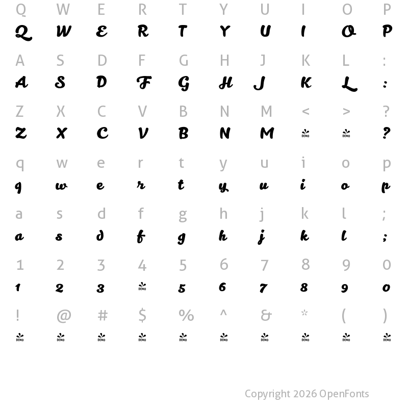 Character Map of FONTSPRING DEMO - Kitten Bold