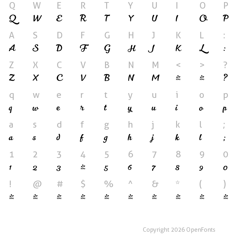 Character Map of FONTSPRING DEMO - Kitten Light Regular