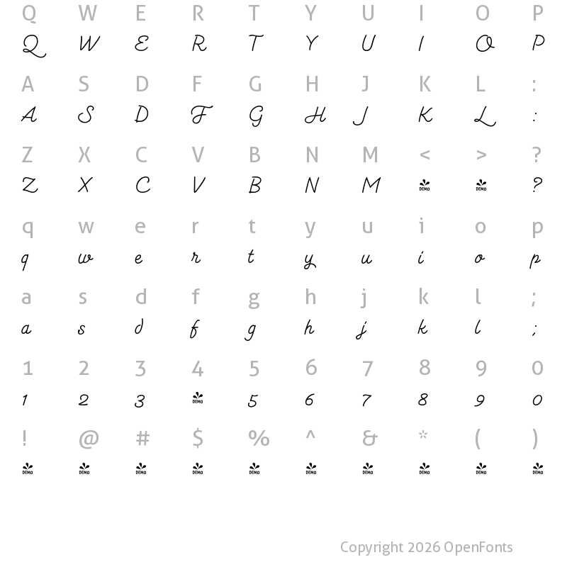 Character Map of FONTSPRING DEMO - Kitten Monoline Regular