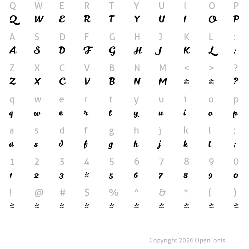 Character Map of FONTSPRING DEMO - Kitten Regular
